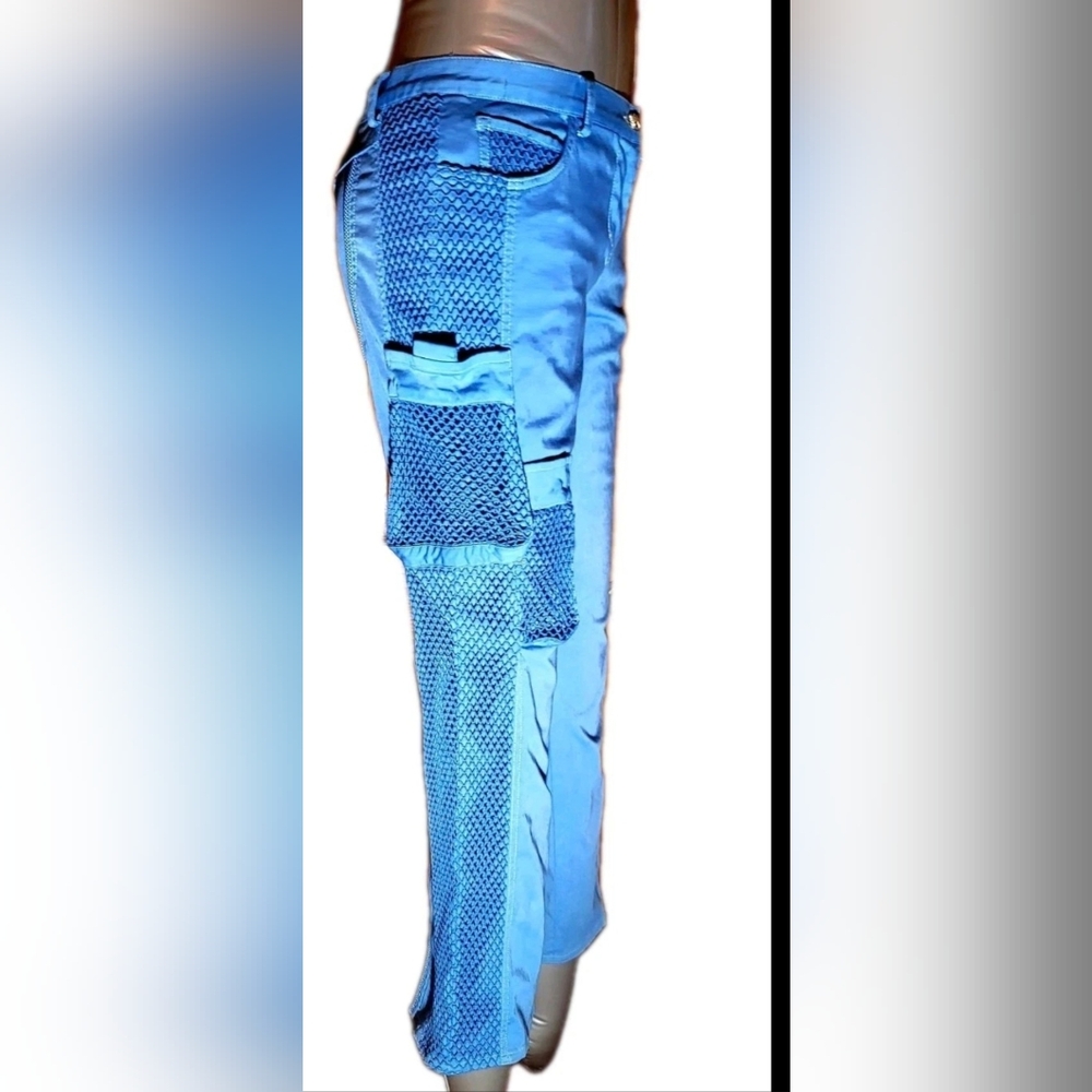 Versace Vintage Couture Blue Straight Leg Cargo Pants